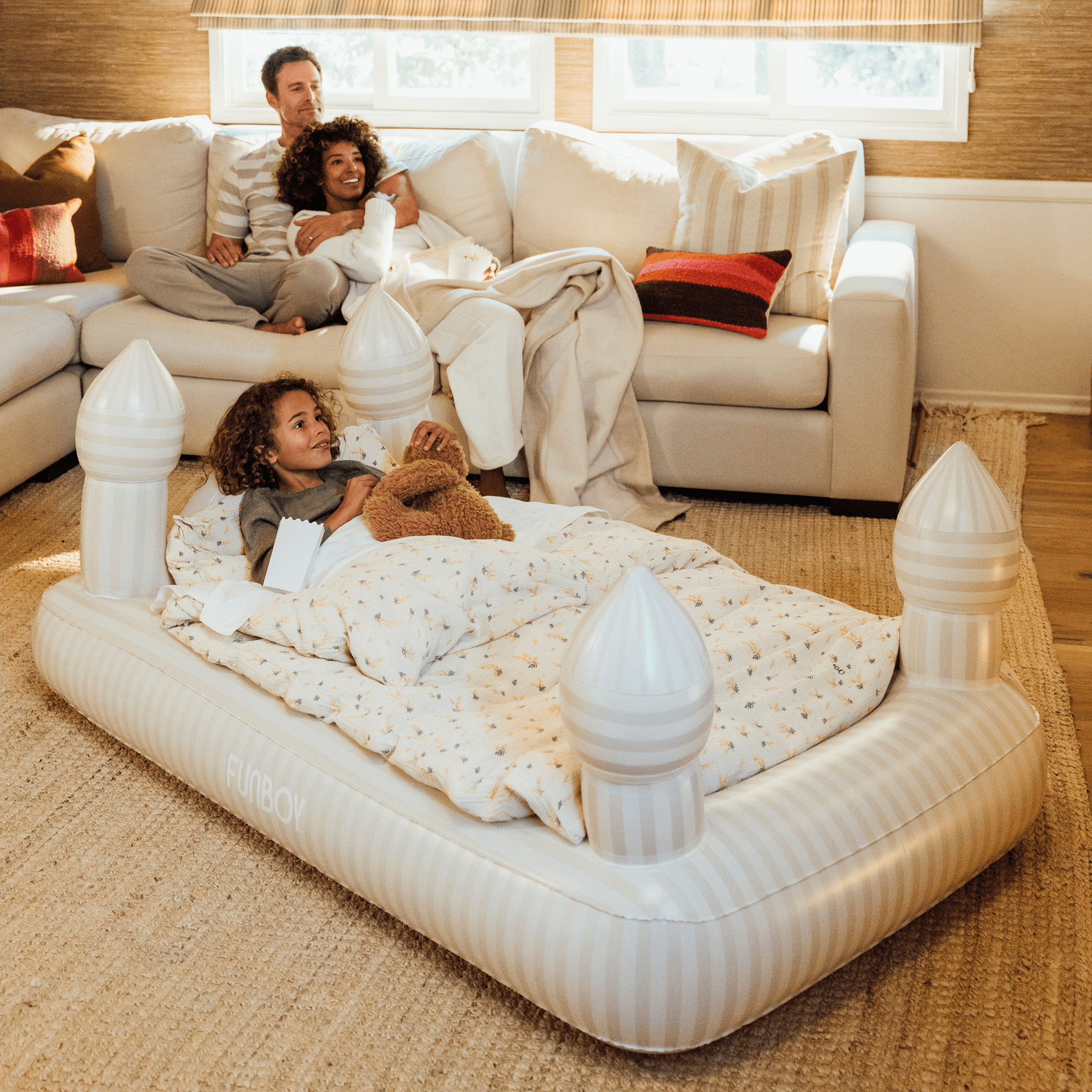 FUNBOY Kids Sleepover Bed - Striped Castle Air Mattress