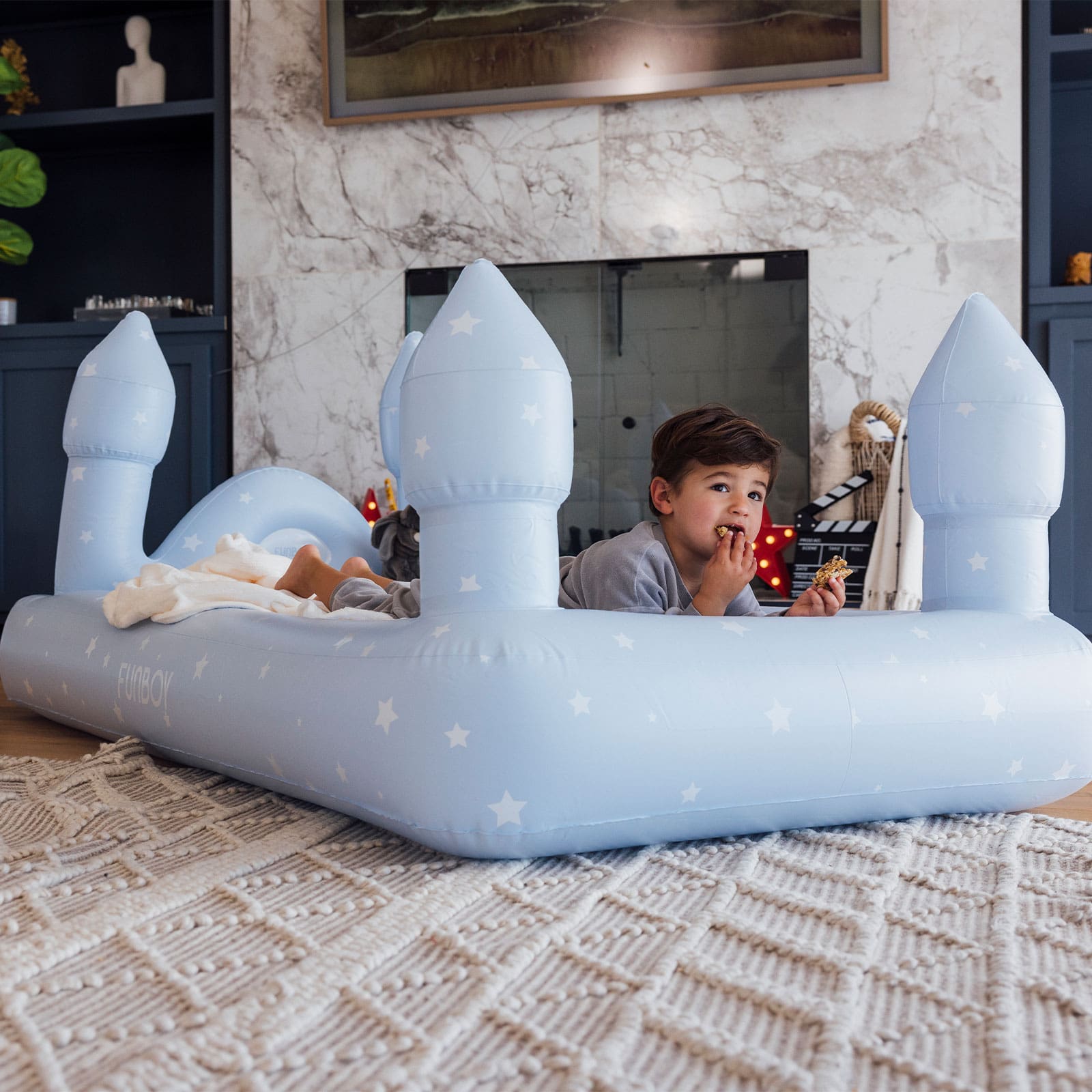 FUNBOY Kids Sleepover Bed - Blue Castle Air Mattress