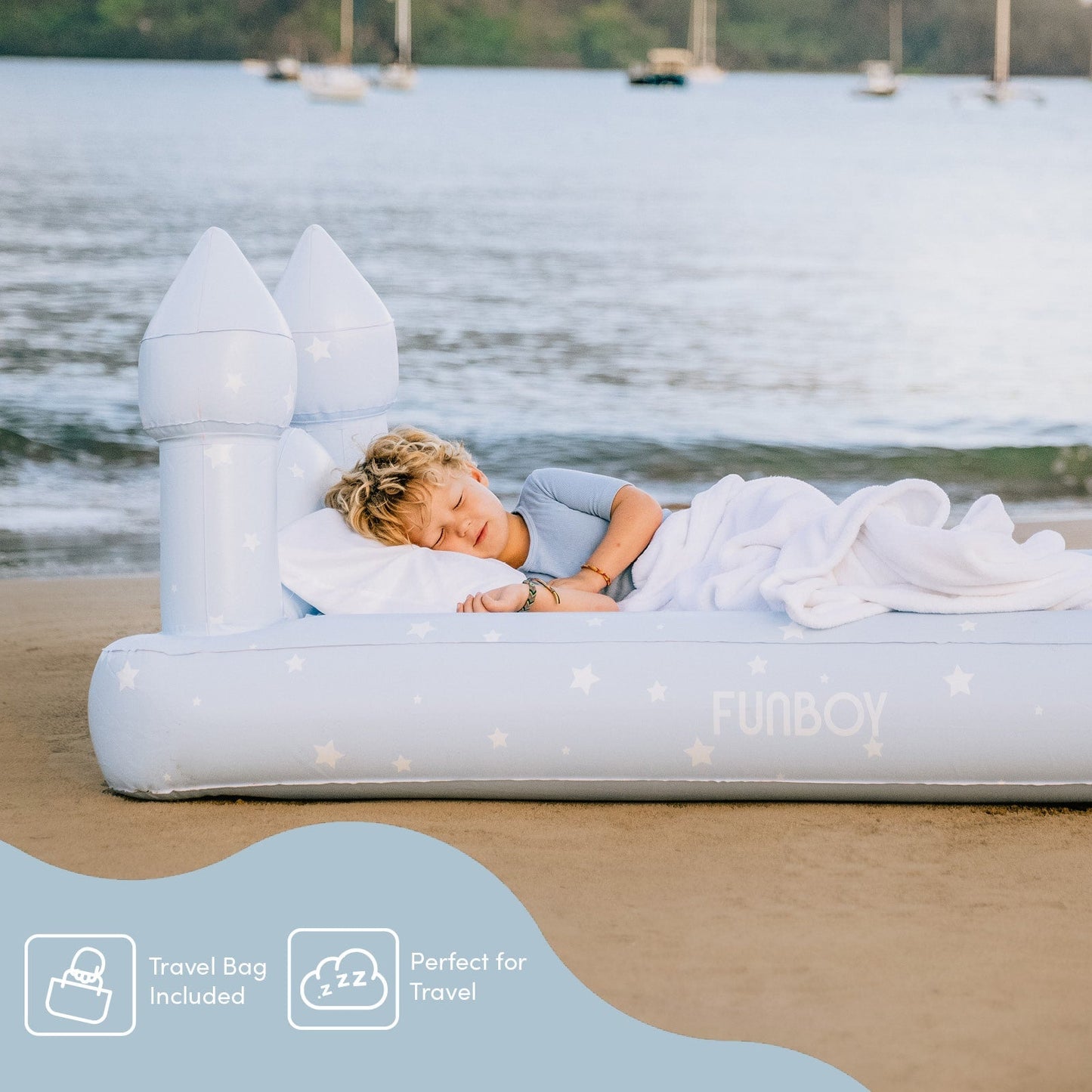 FUNBOY Kids Sleepover Bed - Blue Castle Air Mattress