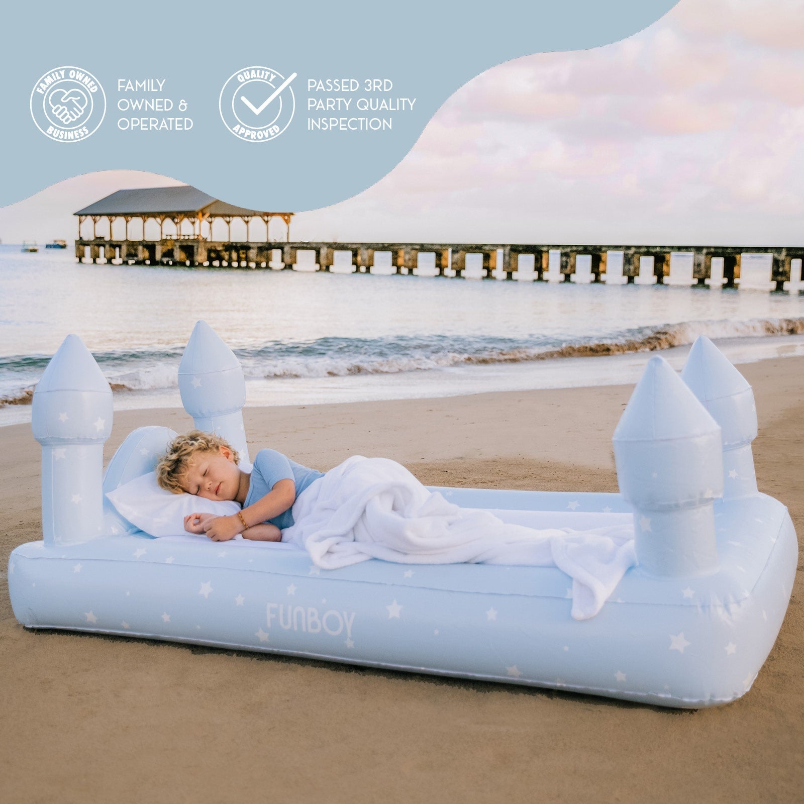 FUNBOY Kids Sleepover Bed - Blue Castle Air Mattress