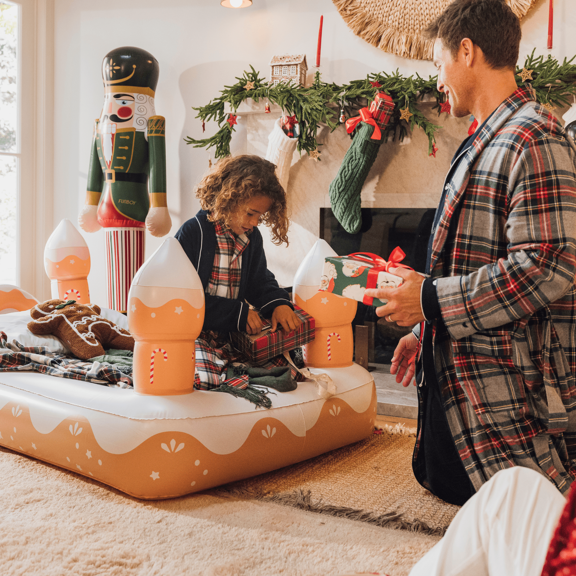 FUNBOY Kids Sleepover Bed - Christmas Gingerbread Air Mattress