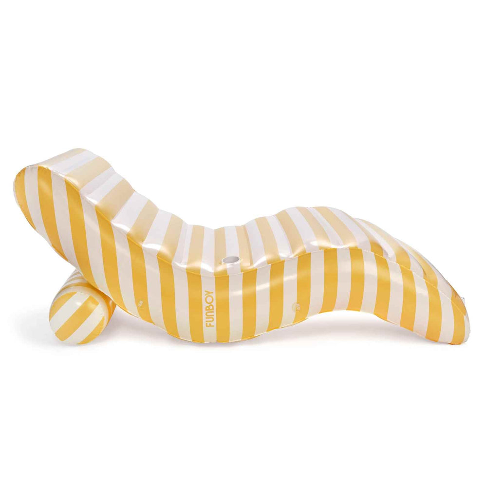 FUNBOY Yellow Striped Chaise Lounger Pool Float