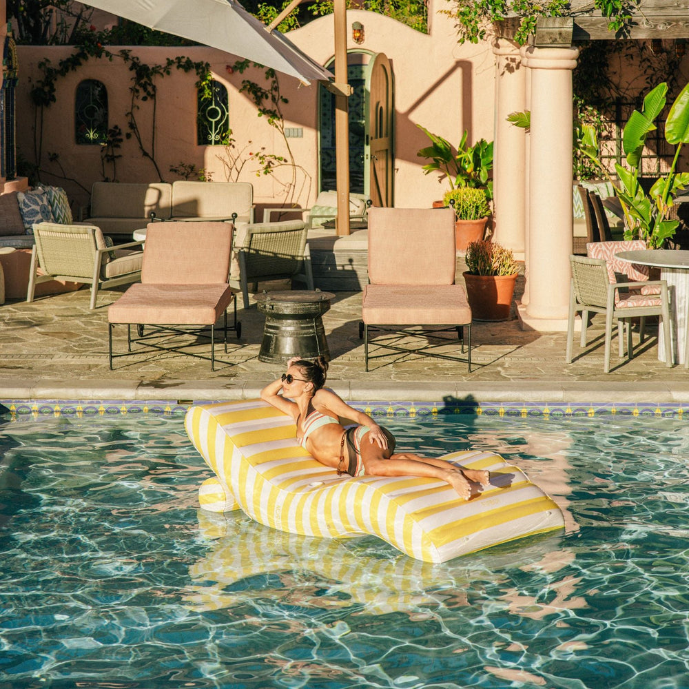 FUNBOY Yellow Striped Chaise Lounger Pool Float