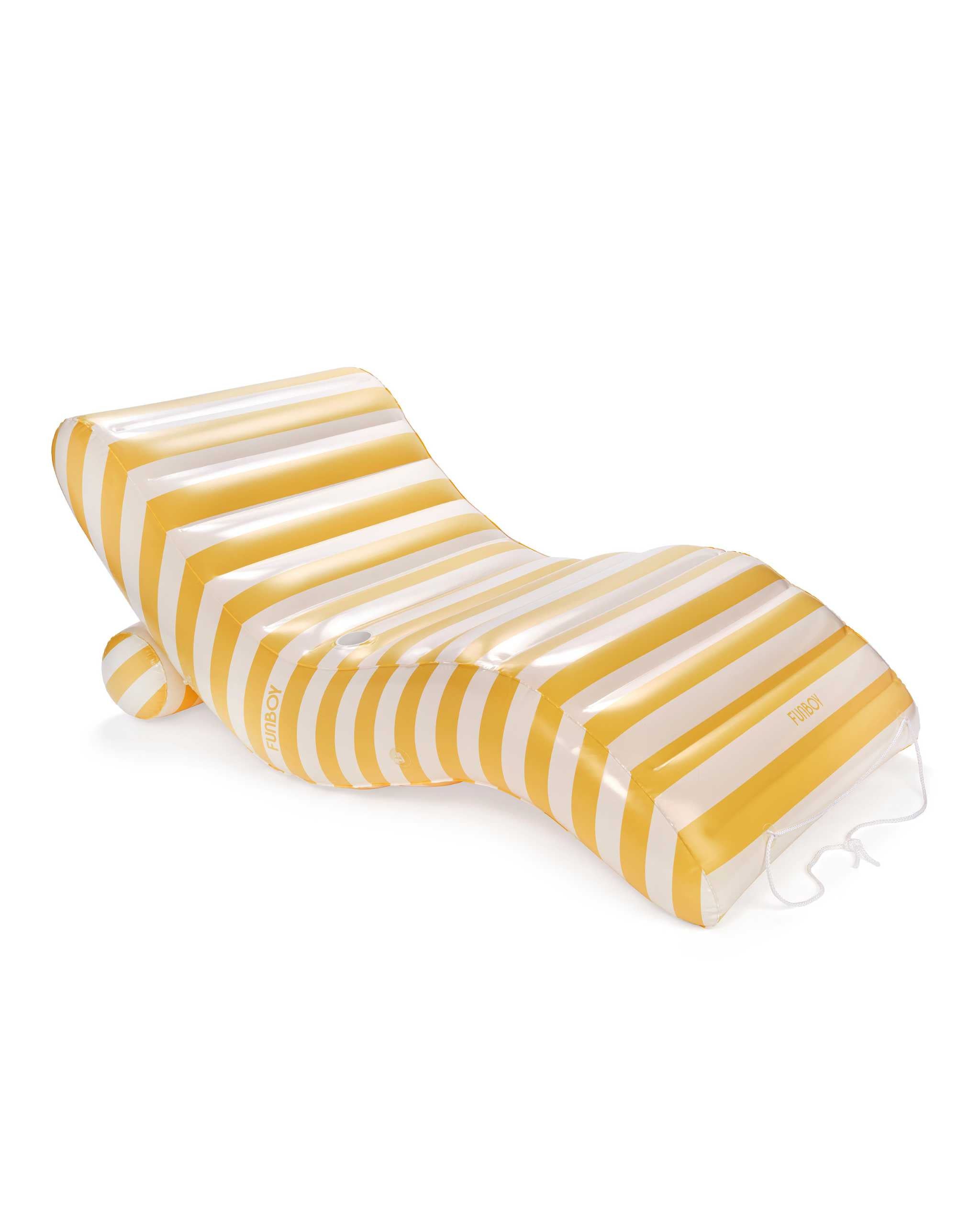 FUNBOY Yellow Striped Chaise Lounger Pool Float