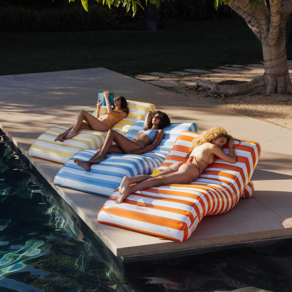 FUNBOY Blue Striped Chaise Lounger Pool Float