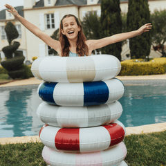 FUNBOY FUNBOY Vintage Navy Stripe Inflatable Kids Pool Float Tube 34"