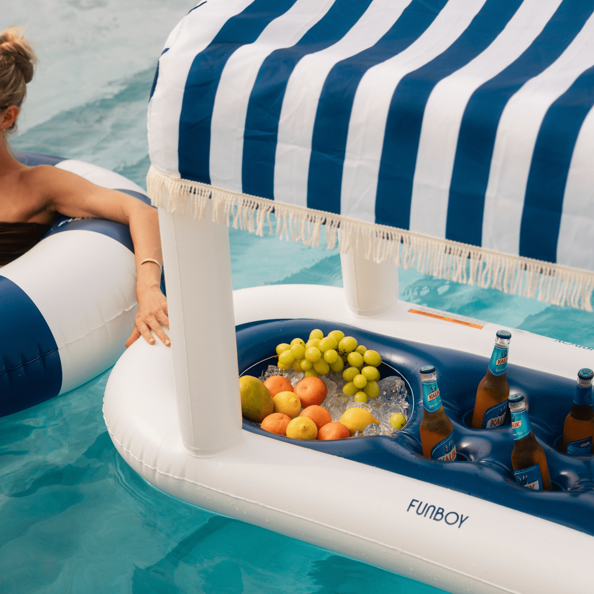 FUNBOY Navy Blue & White Striped Floating Cabana Bar