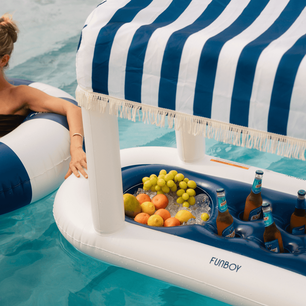 FUNBOY Navy Blue & White Striped Floating Cabana Bar