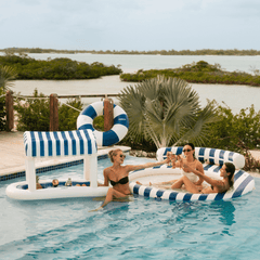 FUNBOY Navy Blue & White Striped Floating Cabana Bar