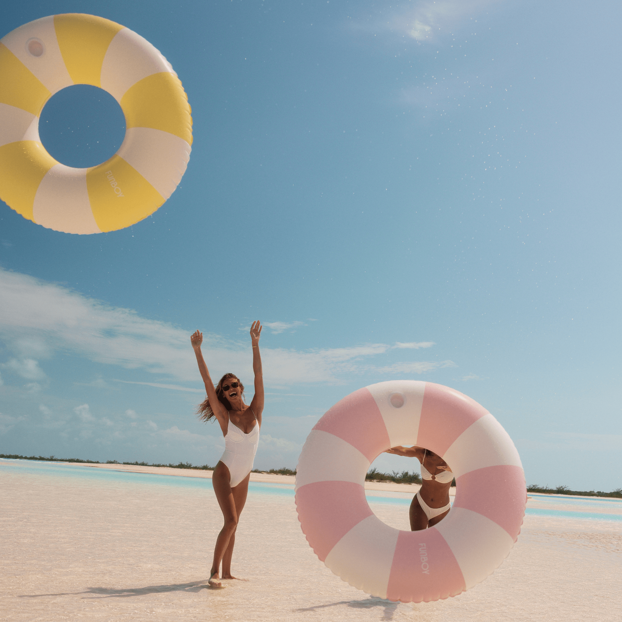 FUNBOY Yellow Vintage Stripe Tube Float