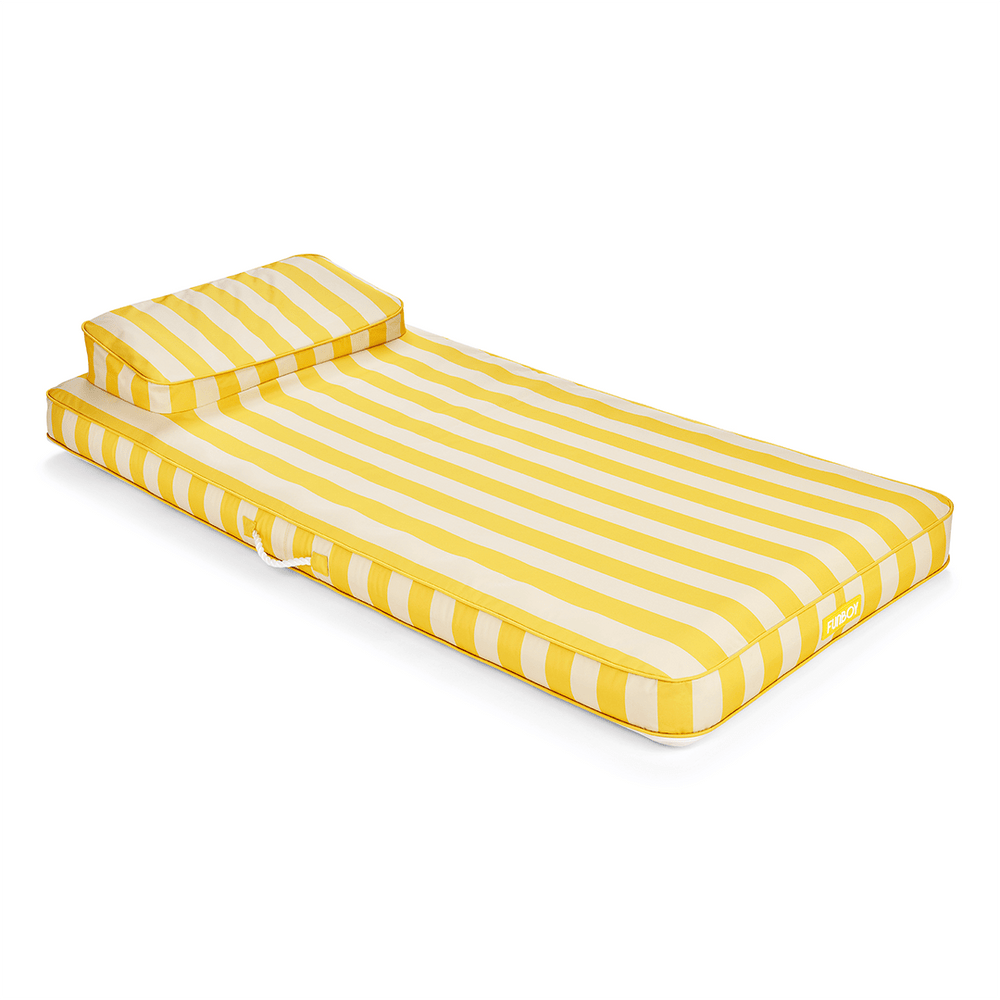 FUNBOY Fabric Classic Mat Lounger Pool Float - Yellow Cabana Stripe