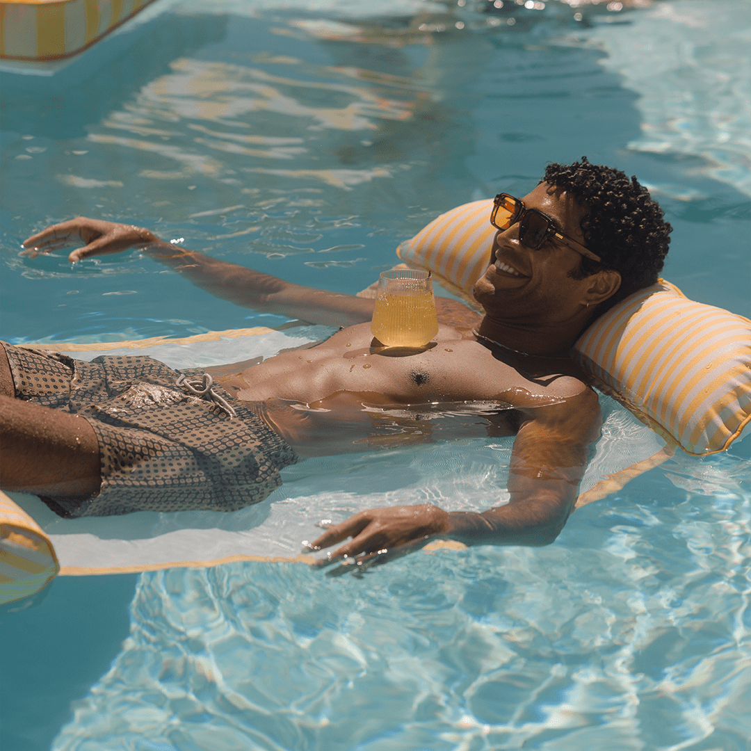 FUNBOY Premium Fabric Pool Hammock -Yellow Cabana Stripe