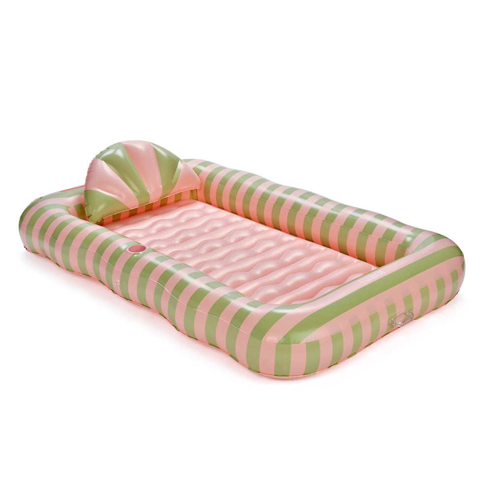 FUNBOY Tanning Pool Lounger: Coral & Blue Stripes