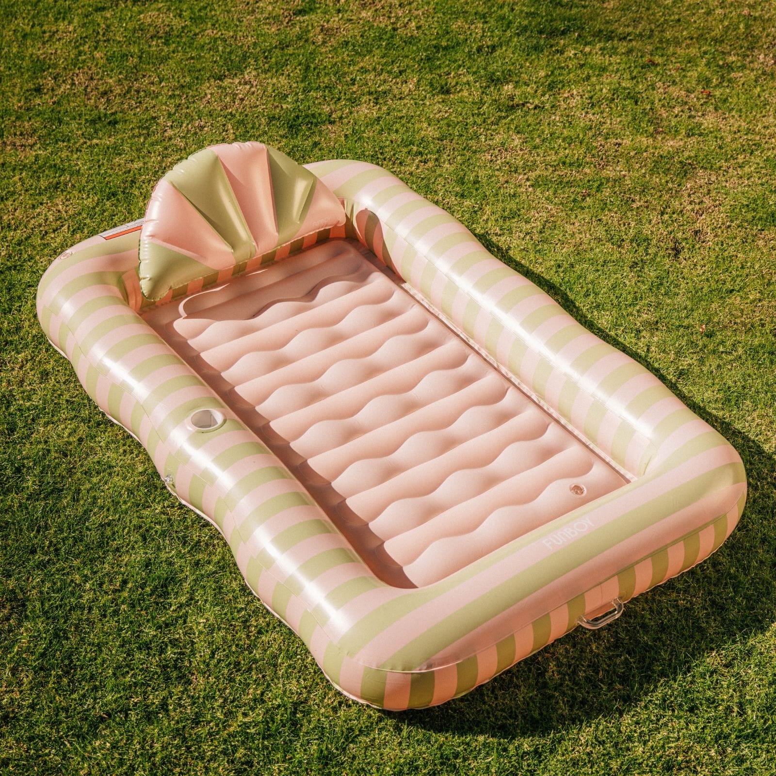 FUNBOY Tanning Pool Lounger: Coral & Blue Stripes
