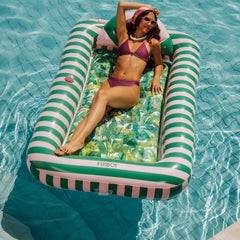 FUNBOY Tanning Pool Lounger: Pink & Green Palm