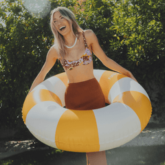 FUNBOY Large Pool Tube Float: Yellow & White Stripes, 48"