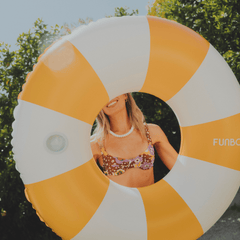 FUNBOY Large Pool Tube Float: Yellow & White Stripes, 48"