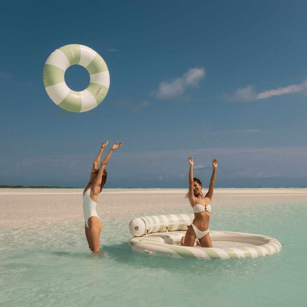 FUNBOY Large Pool Tube Float: Sage & White Stripes, 48"