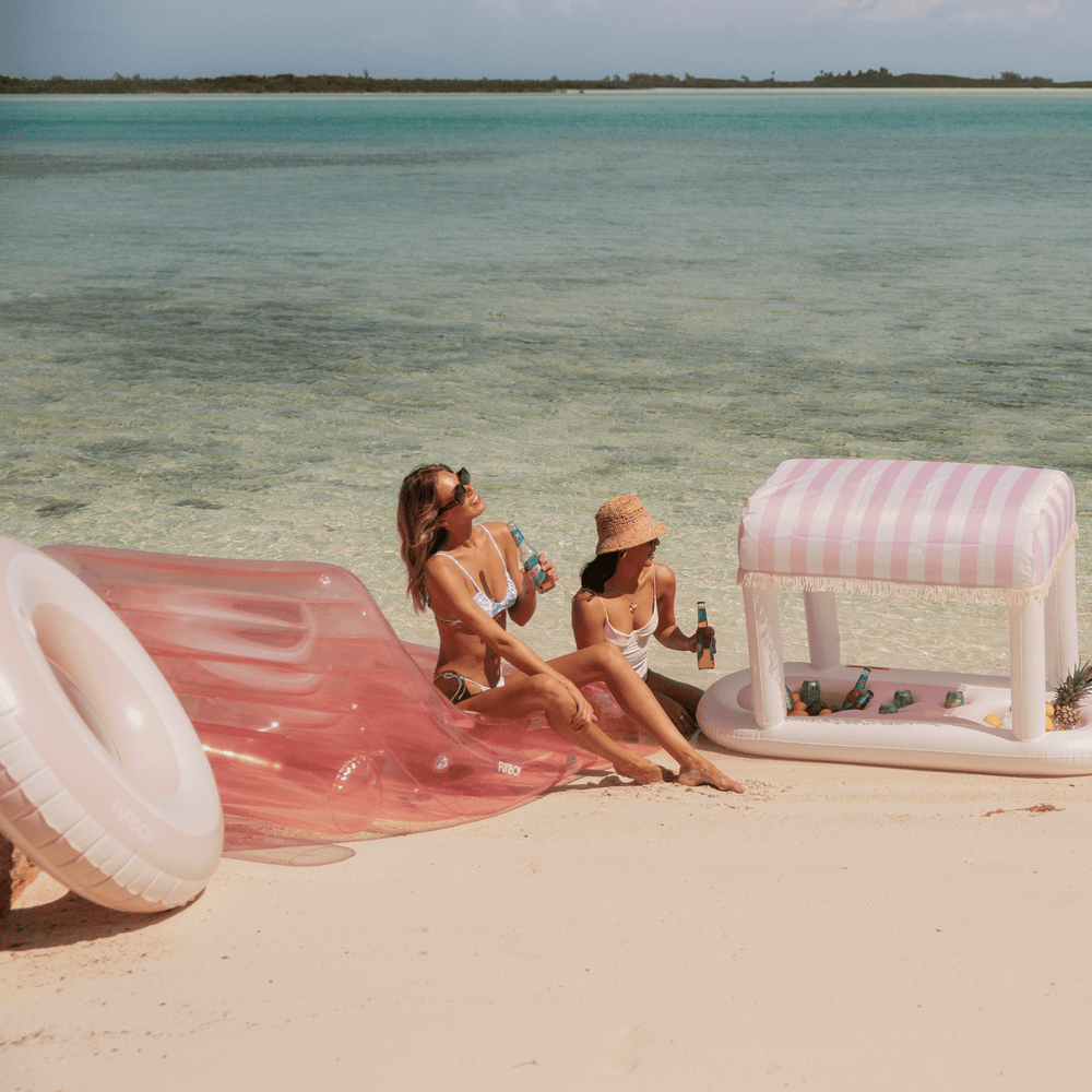 FUNBOY Pool Tube Float: Pink & White, Striped