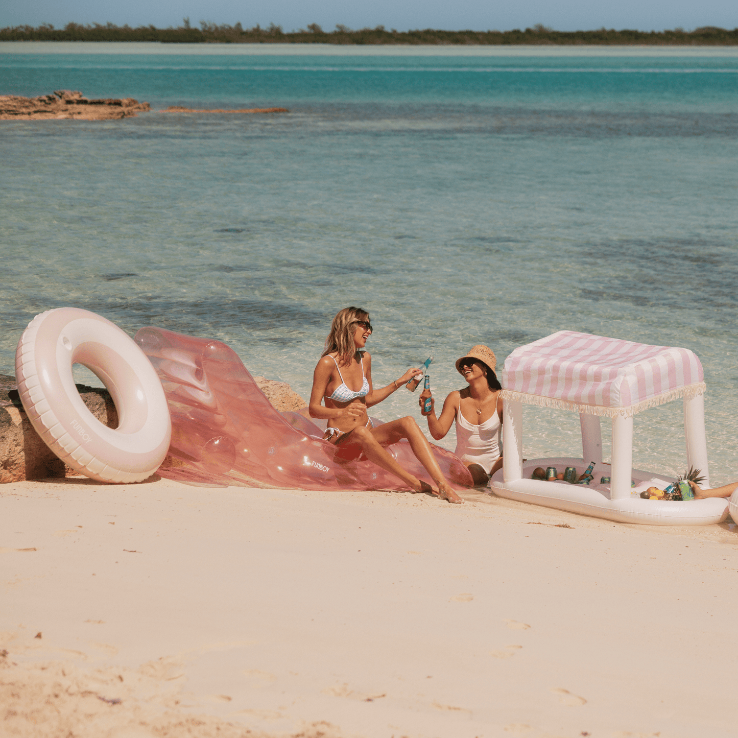 FUNBOY Pool Tube Float: Pink & White, Striped