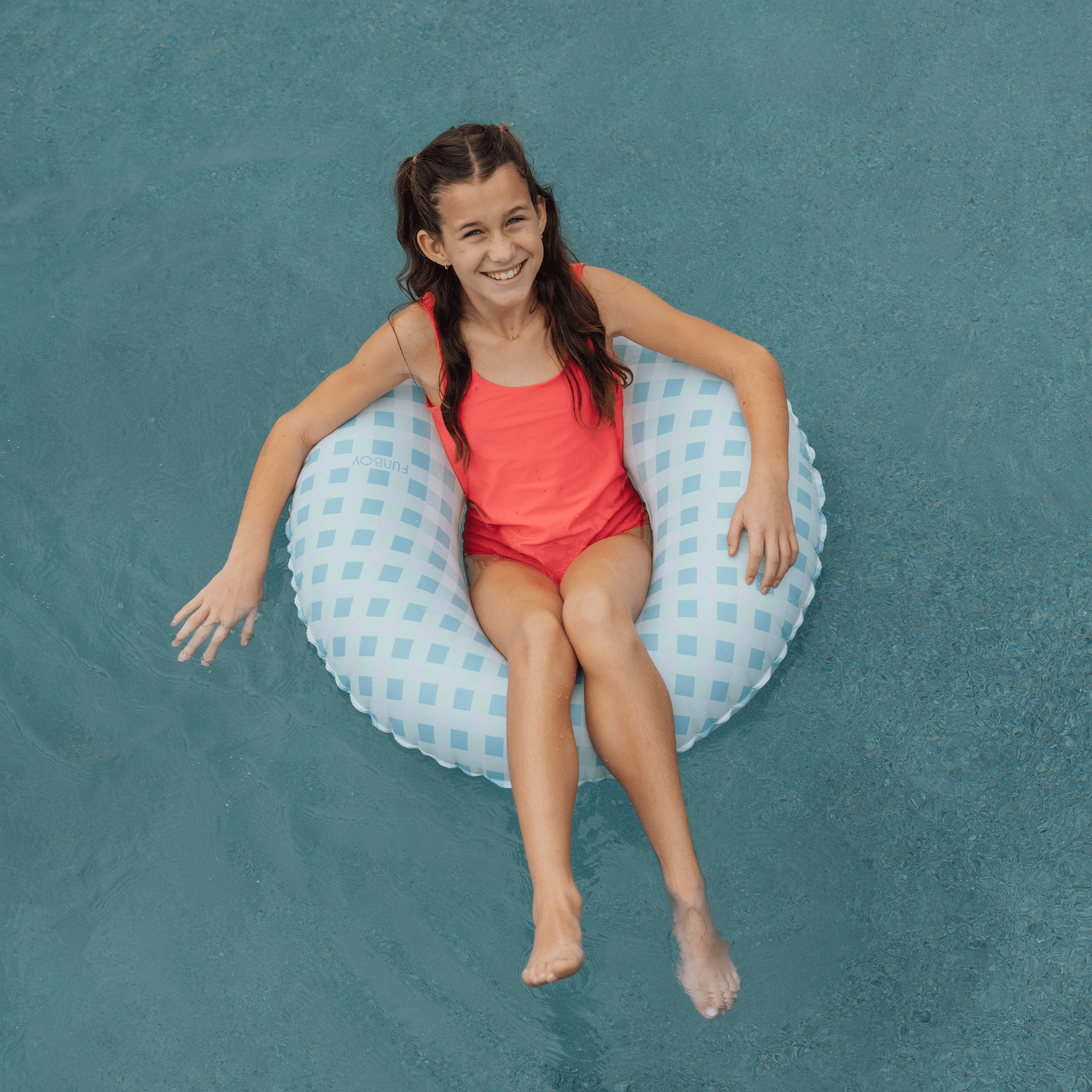 FUNBOY Blue Gingham Kids Tube Float