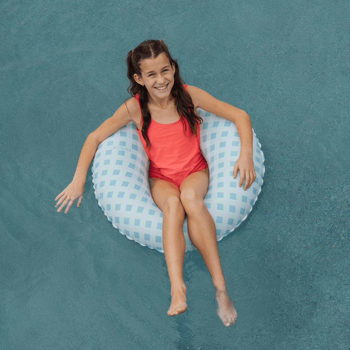 FUNBOY Blue Gingham Kids Tube Float