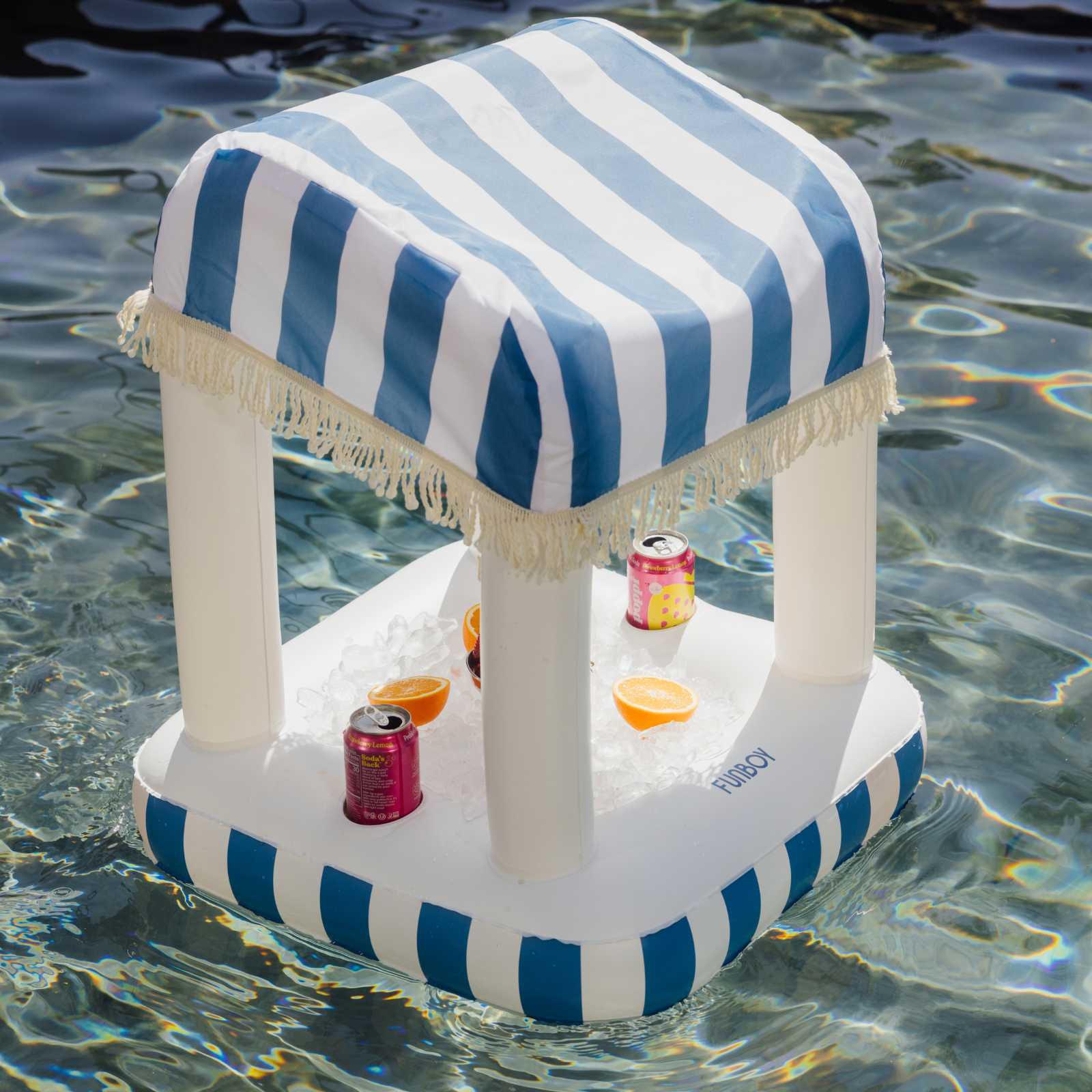 FUNBOY Blue & White Striped Floating Cabana Bar