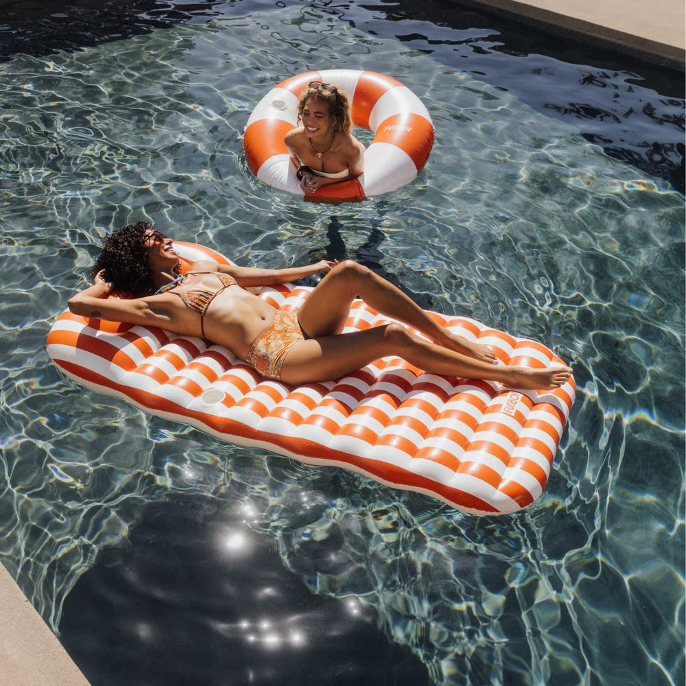 FUNBOY Flat Lounger Orange Stripe